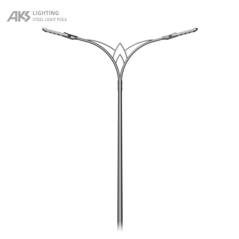 6m double arm street light pole