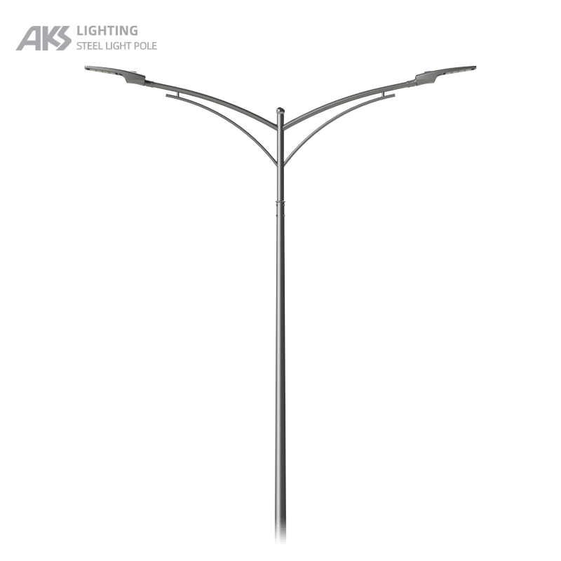 8m double arm street light pole