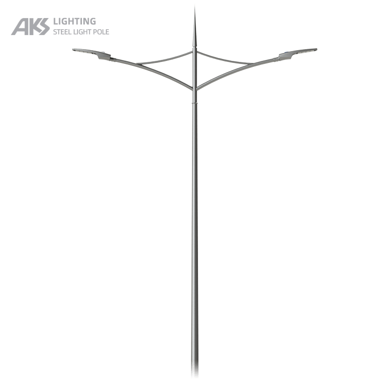 9m double arm street light pole