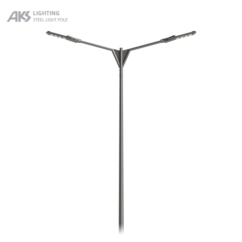 11m double arm street light pole