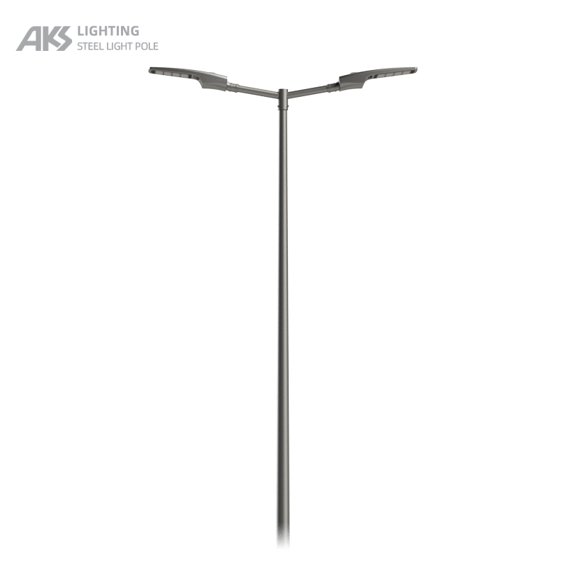 13m double arm street light pole