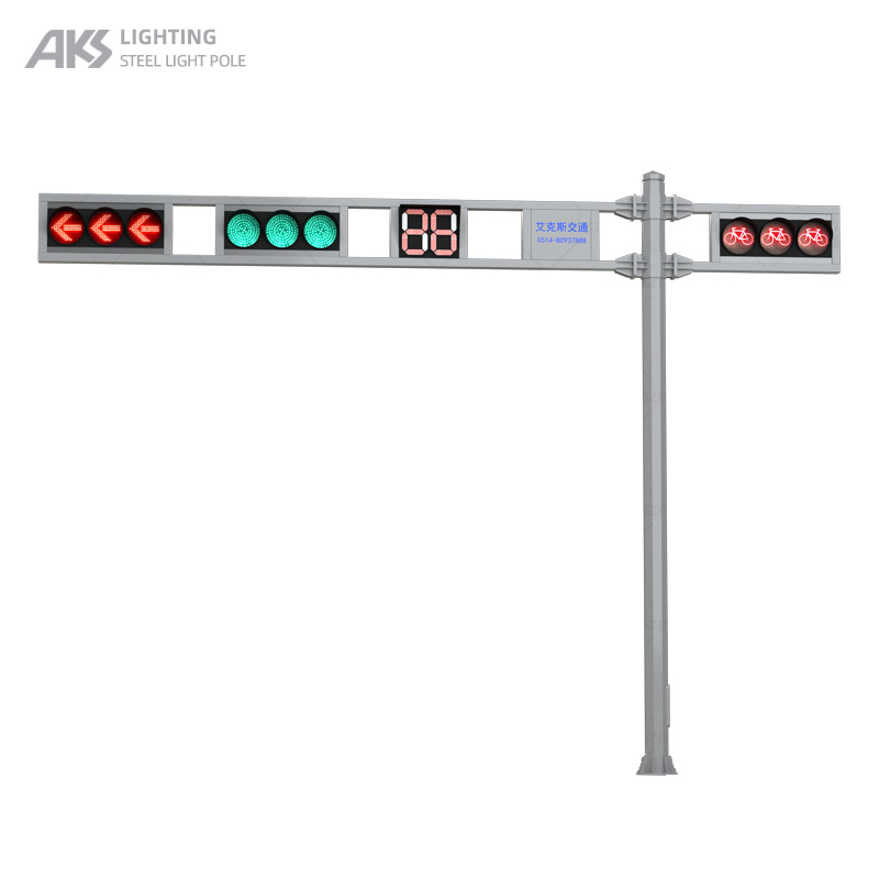 Integrated road traffic signal light pole